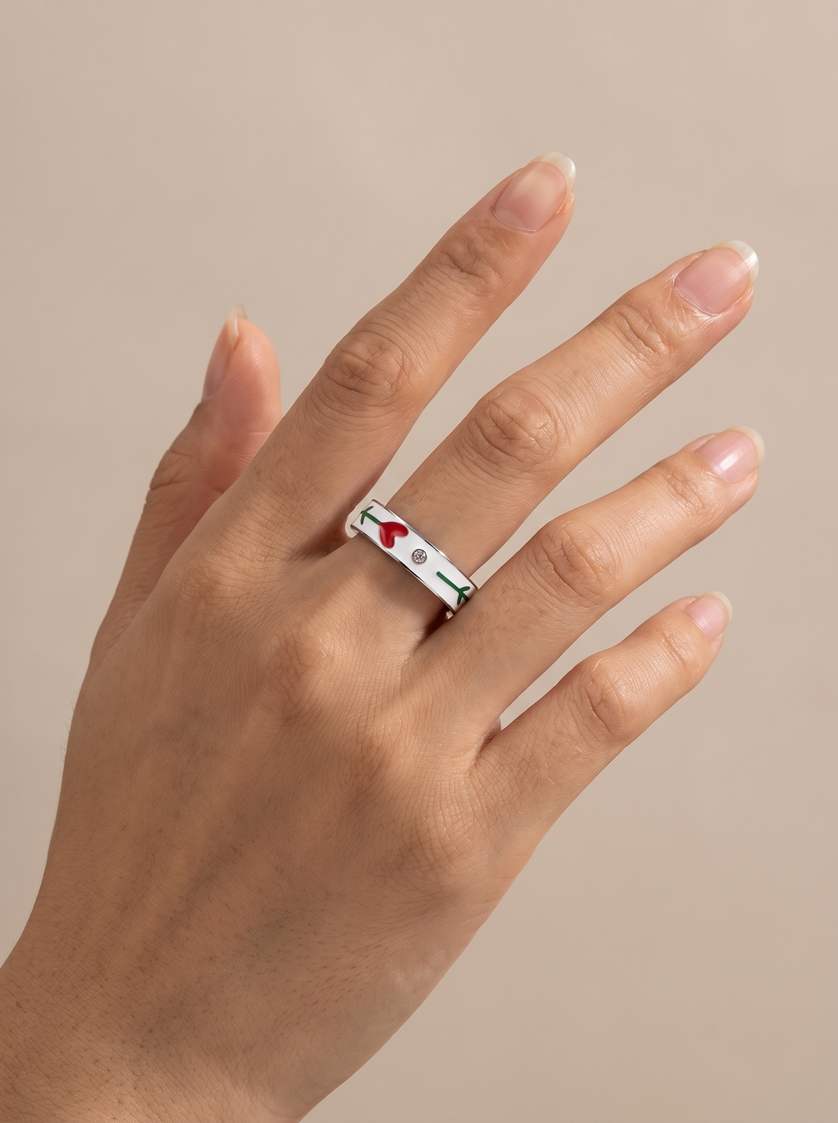 Rose Flower Enamel Ring