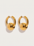 Round Ball Drop Hoop Earrings - Gold - product