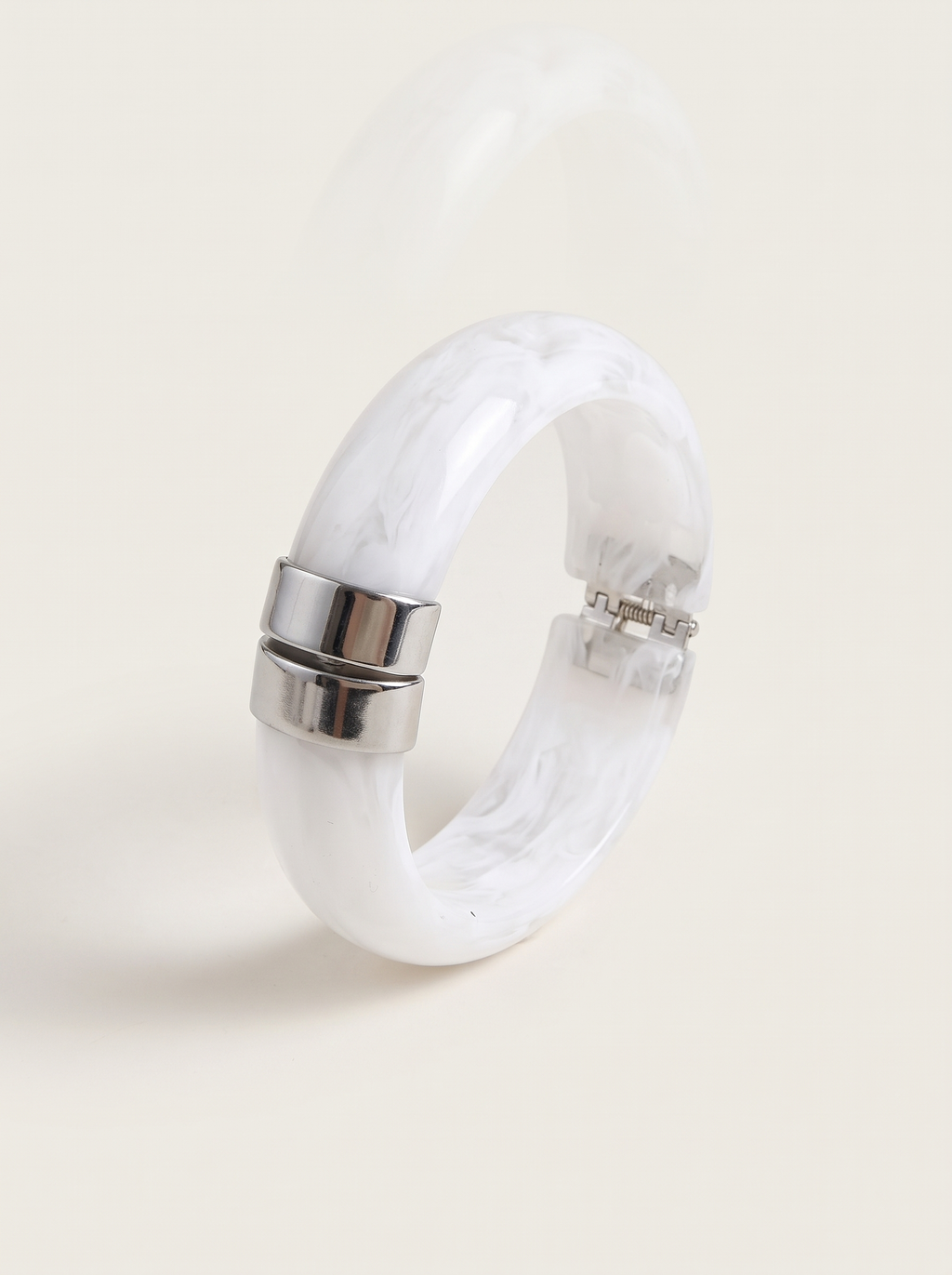 Chunky Marbled Bangle Bracelet - White - product