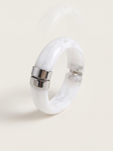 Chunky Marbled Bangle Bracelet - White - product
