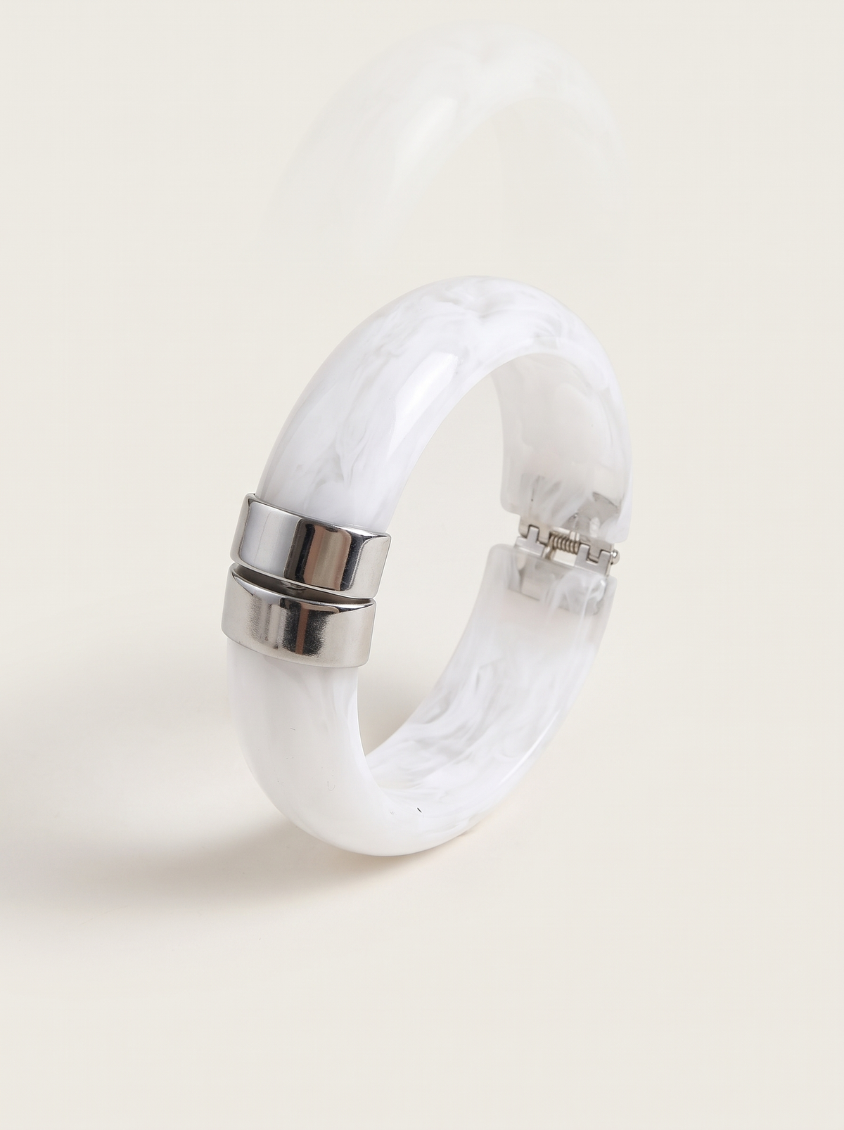 Chunky Marbled Bangle Bracelet - White - product