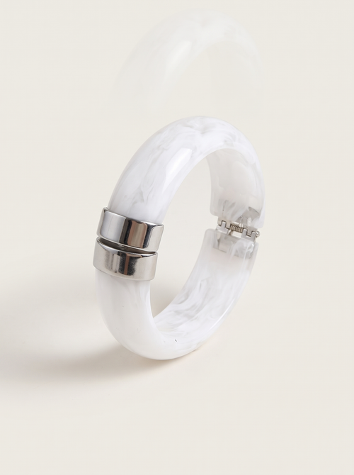 Chunky Marbled Bangle Bracelet - White - product