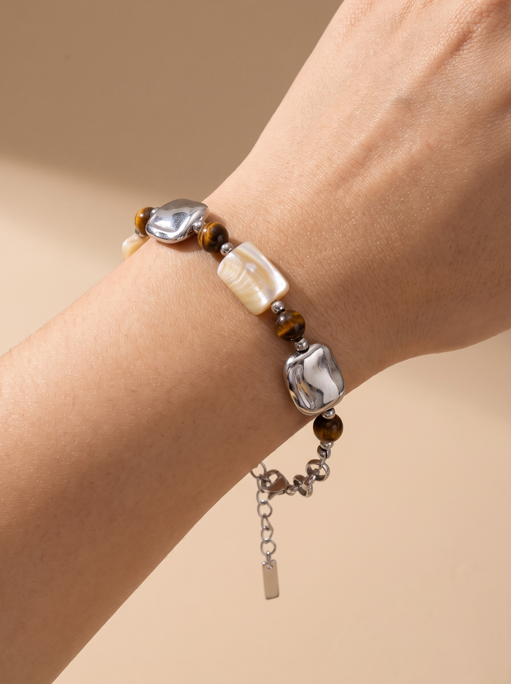 Tiger Stone Shell Chain Bracelet