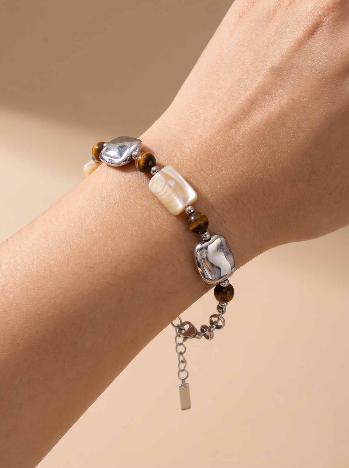 Tiger Stone Shell Chain Bracelet
