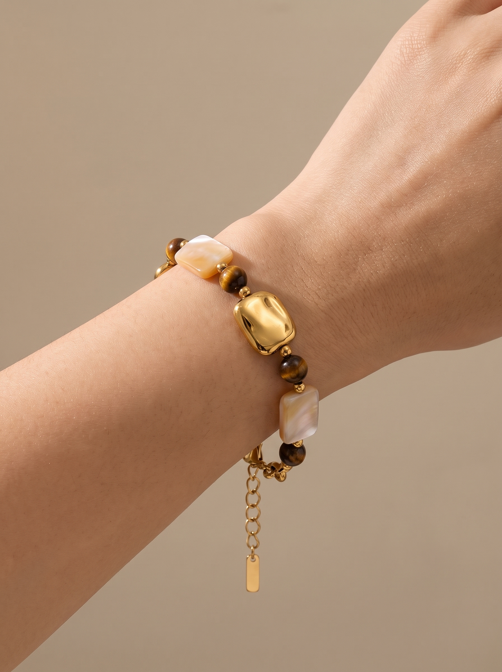 Tiger Stone Shell Chain Bracelet