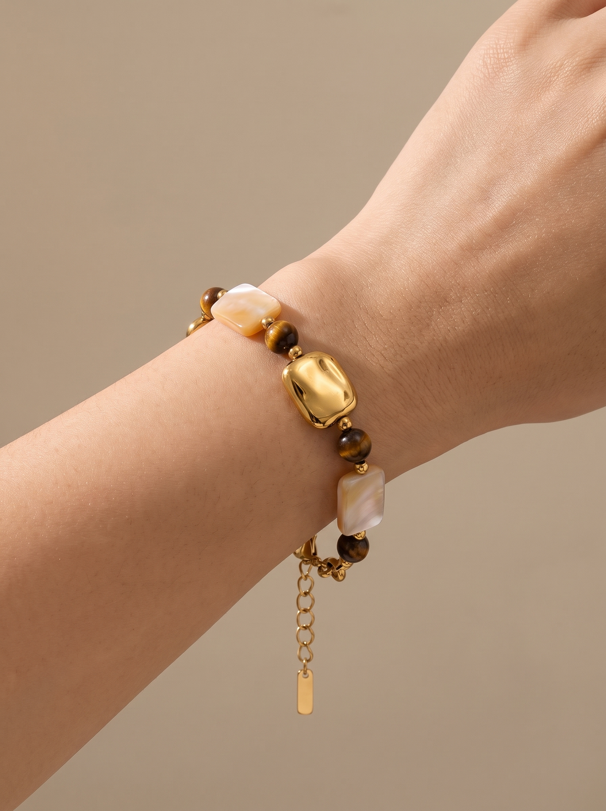 Tiger Stone Shell Chain Bracelet