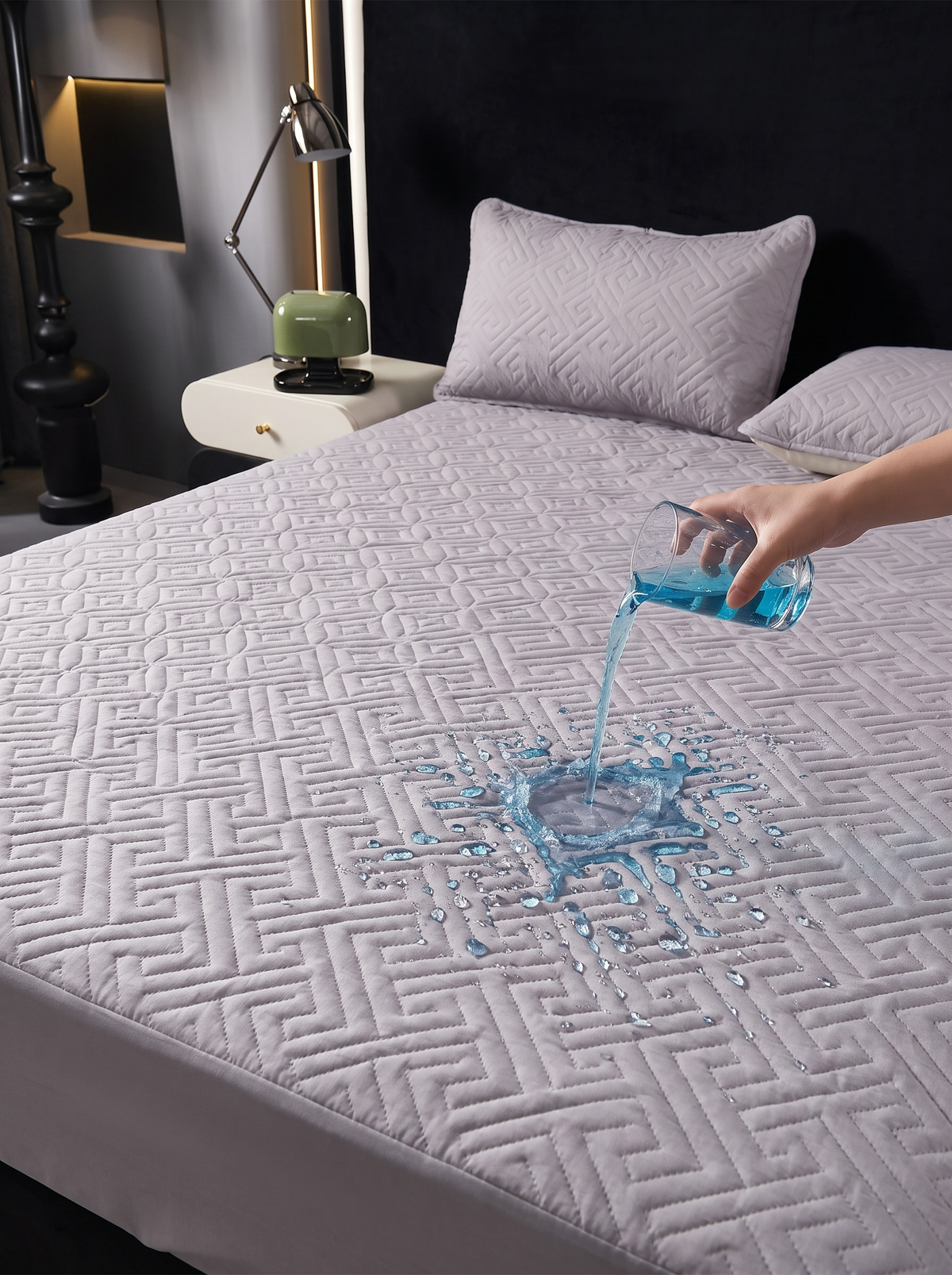 Perlehaus Waterproof Mattress Protector - Grey - primary