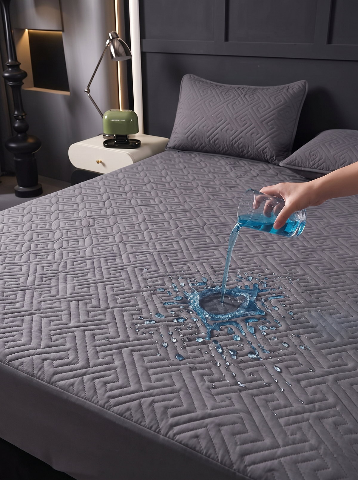 Perlehaus Waterproof Mattress Protector - Dark Ash - primary