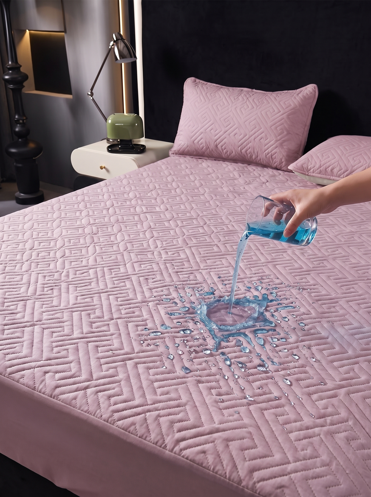 Perlehaus Waterproof Mattress Protector - Pink - primary
