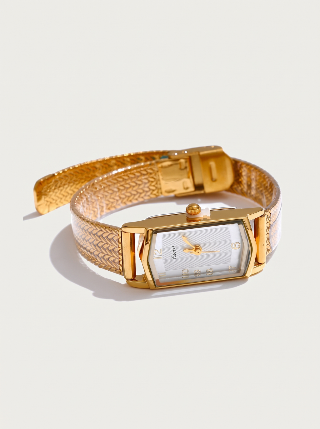 Yhpup Fashion Stainless Steel Rectangular Deco Wrap-Band Watch Waterproof Ladies' Watch