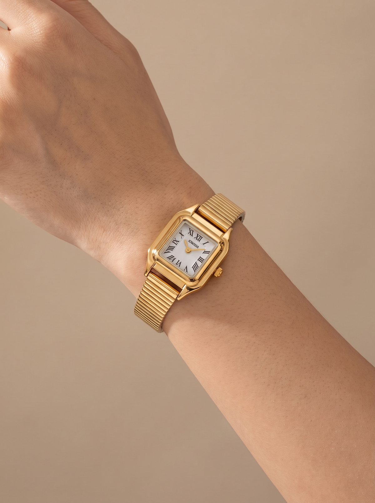 Yhpup Fashion Stainless Steel Chamfered-Corner Case Mesh-Link Watch Waterproof Ladies' Watch