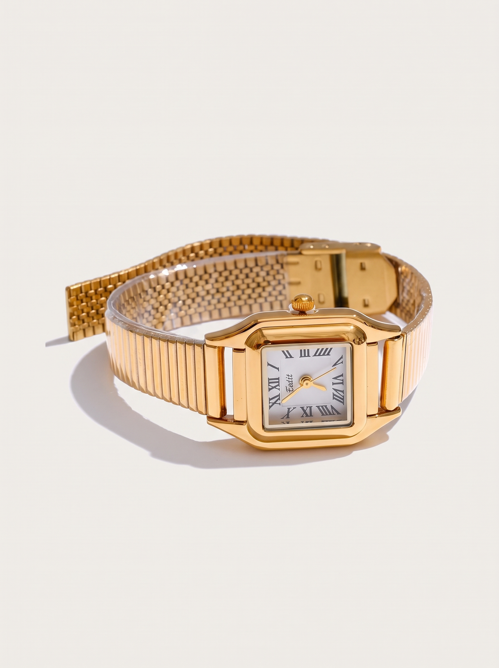 Yhpup Fashion Stainless Steel Chamfered-Corner Case Mesh-Link Watch Waterproof Ladies' Watch