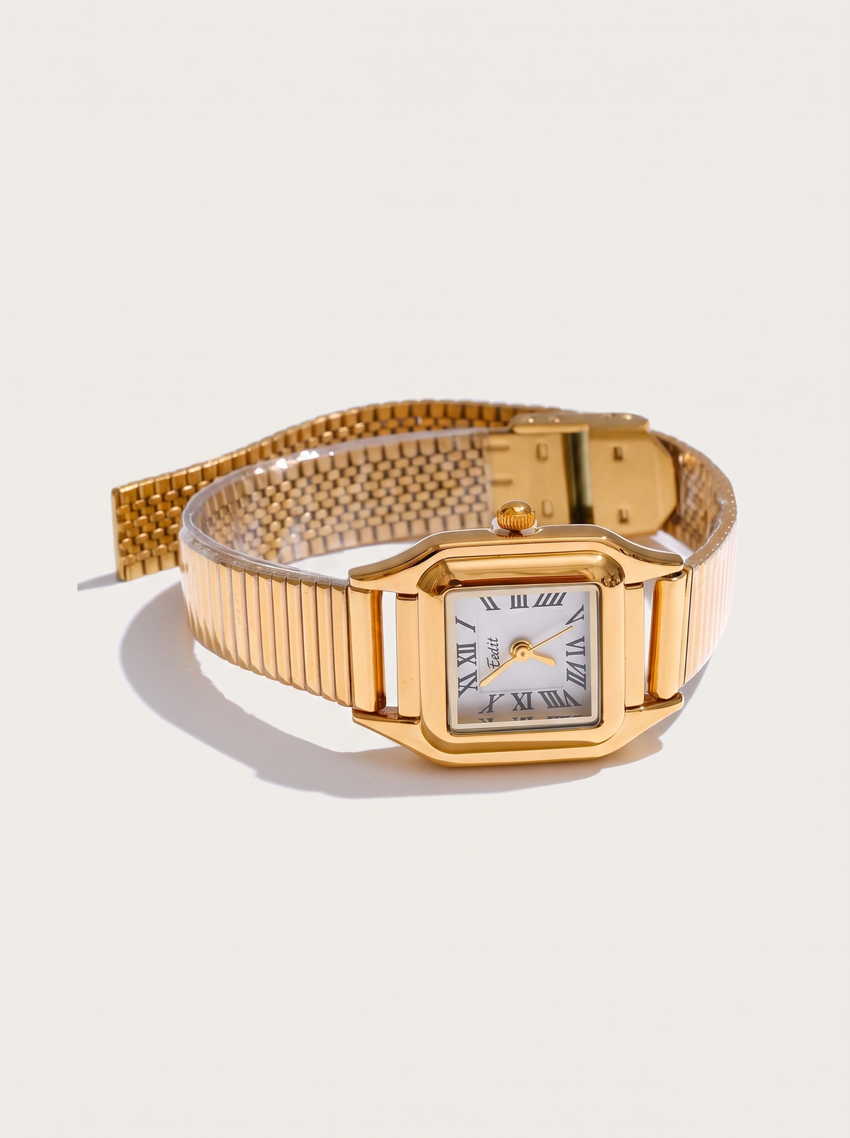 Yhpup Fashion Stainless Steel Chamfered-Corner Case Mesh-Link Watch Waterproof Ladies' Watch