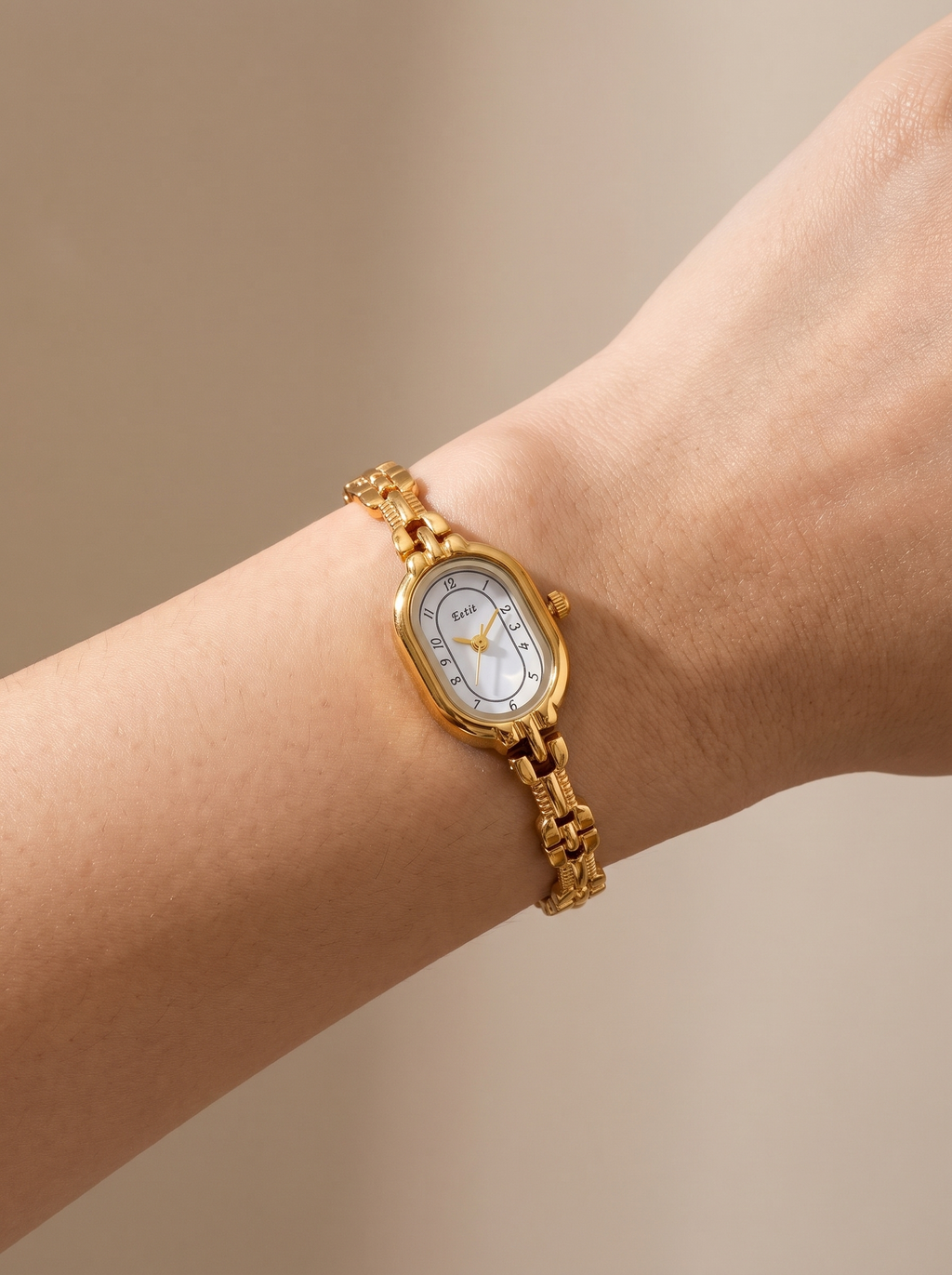 Yhpup Fashion Stainless Steel Oval Case Chain Bracelet Watch Waterproof Ladies' Watch