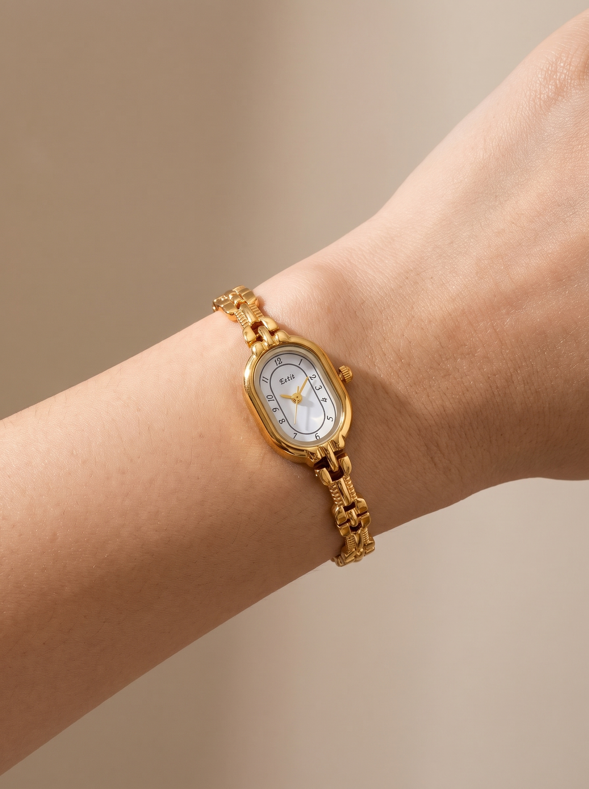 Yhpup Fashion Stainless Steel Oval Case Chain Bracelet Watch Waterproof Ladies' Watch