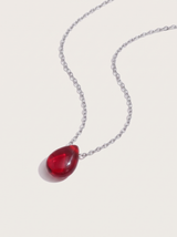 Red Teardrop Pendant Necklace - Silver - product