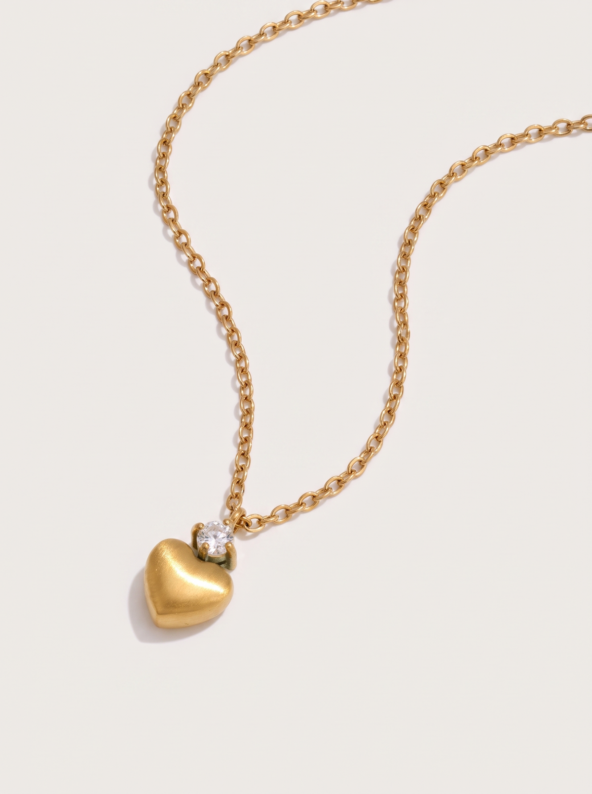 CZ Heart Pendant Necklace - Gold - product
